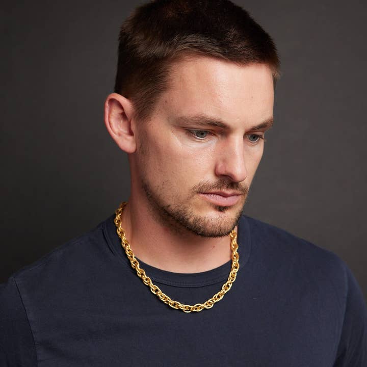 We Are All Smith - Wholesale Link & Chain Necklace - Men's Gold CHUNKY Thick Rope Chain Necklce0