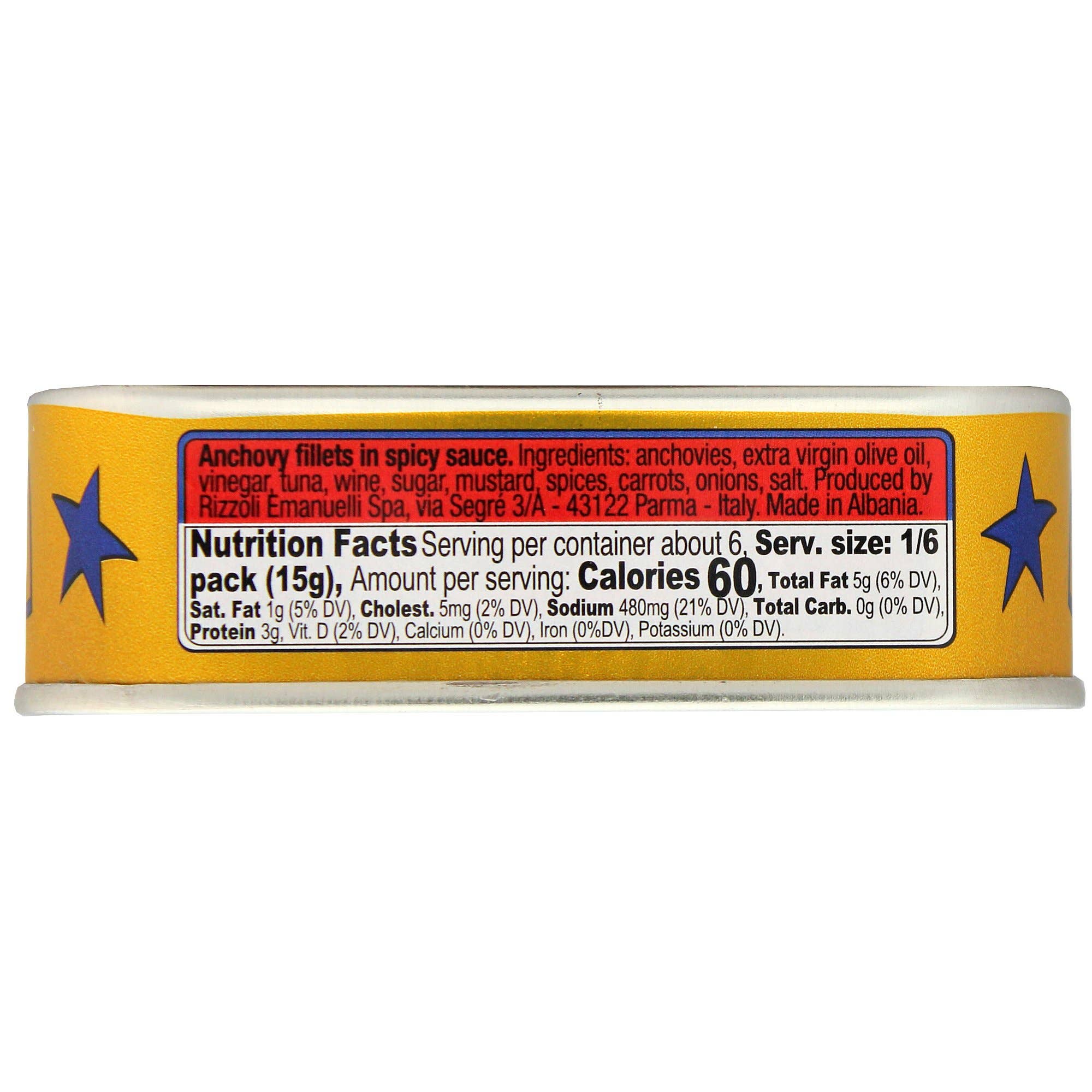 M5 Corporation - Wholesale Tinned Fish - Anchovy Fillets in Spicy Sauce - tin - 3.17oz (90gm)1