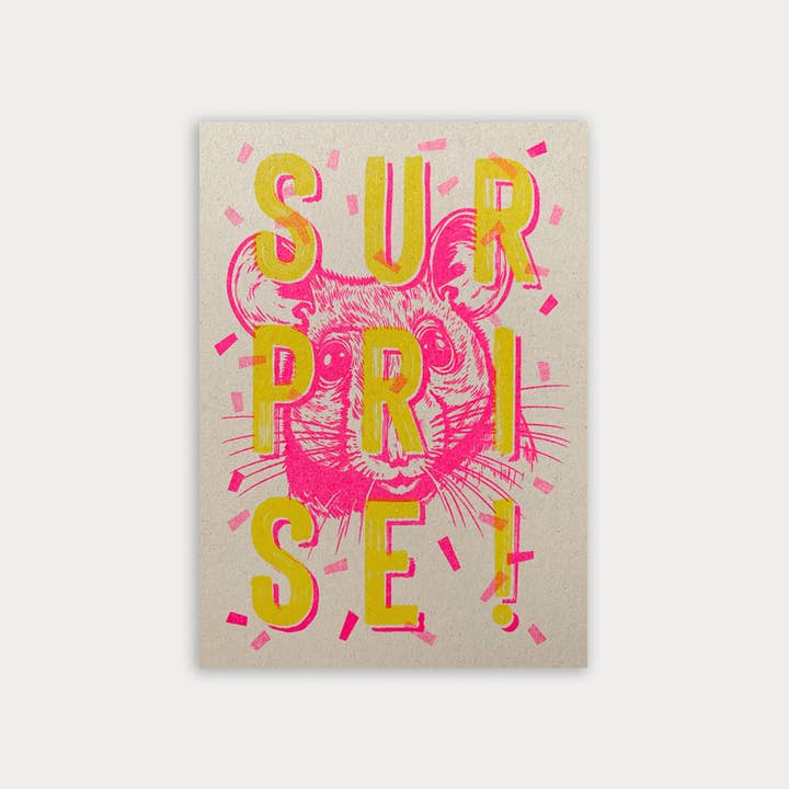 Postcard / Typo / Surprise! / Riso Print for wholesale by Togethery