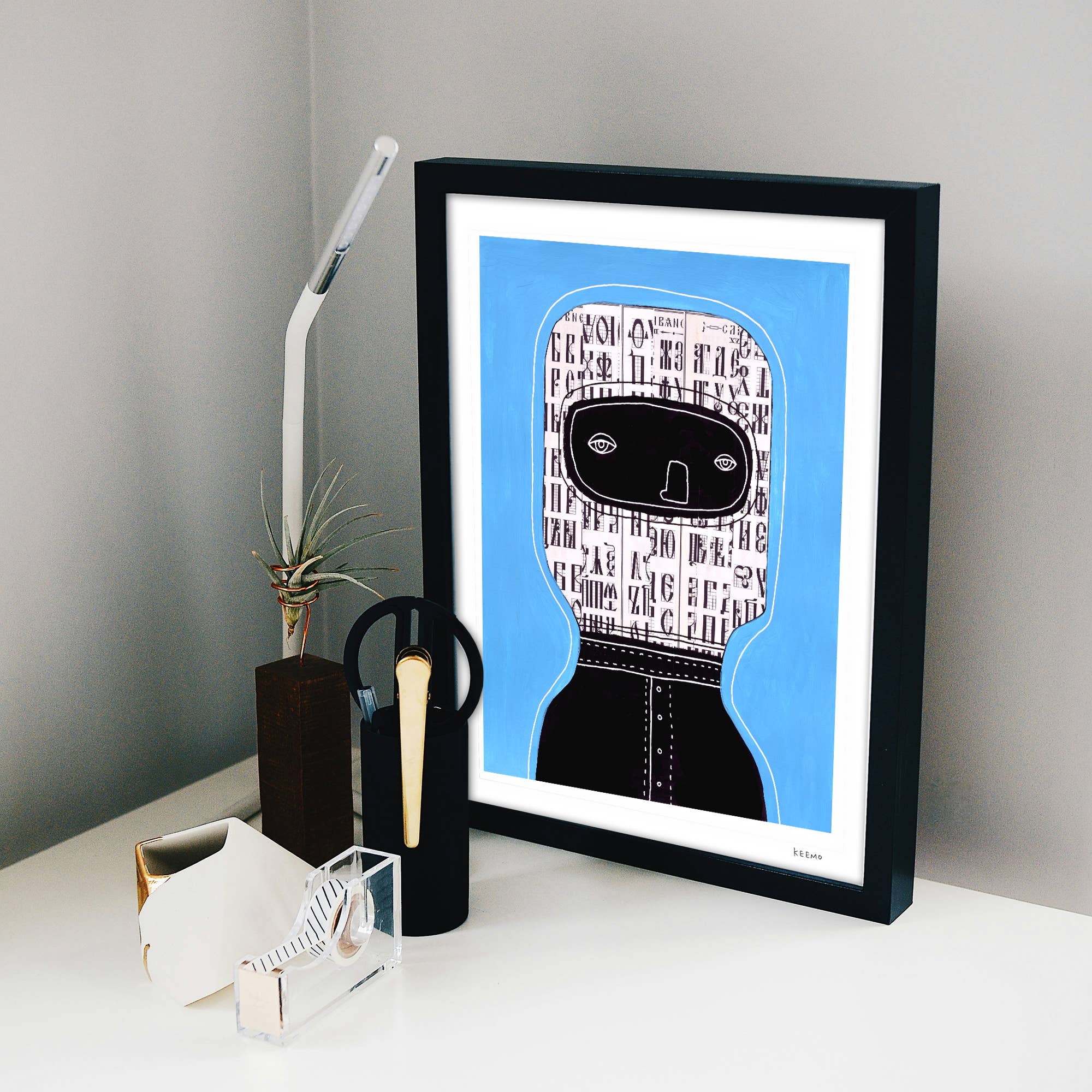 Keemo Gallery - Wholesale Art Print - Abstract Art Print Unique Wall Decor Text Font Blue Keemo6