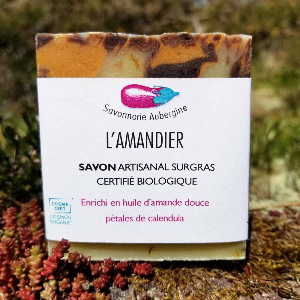 Savonnerie Aubergine - Vente Pains de savon - Savon bio Amandier - Savon naturel et biologique1