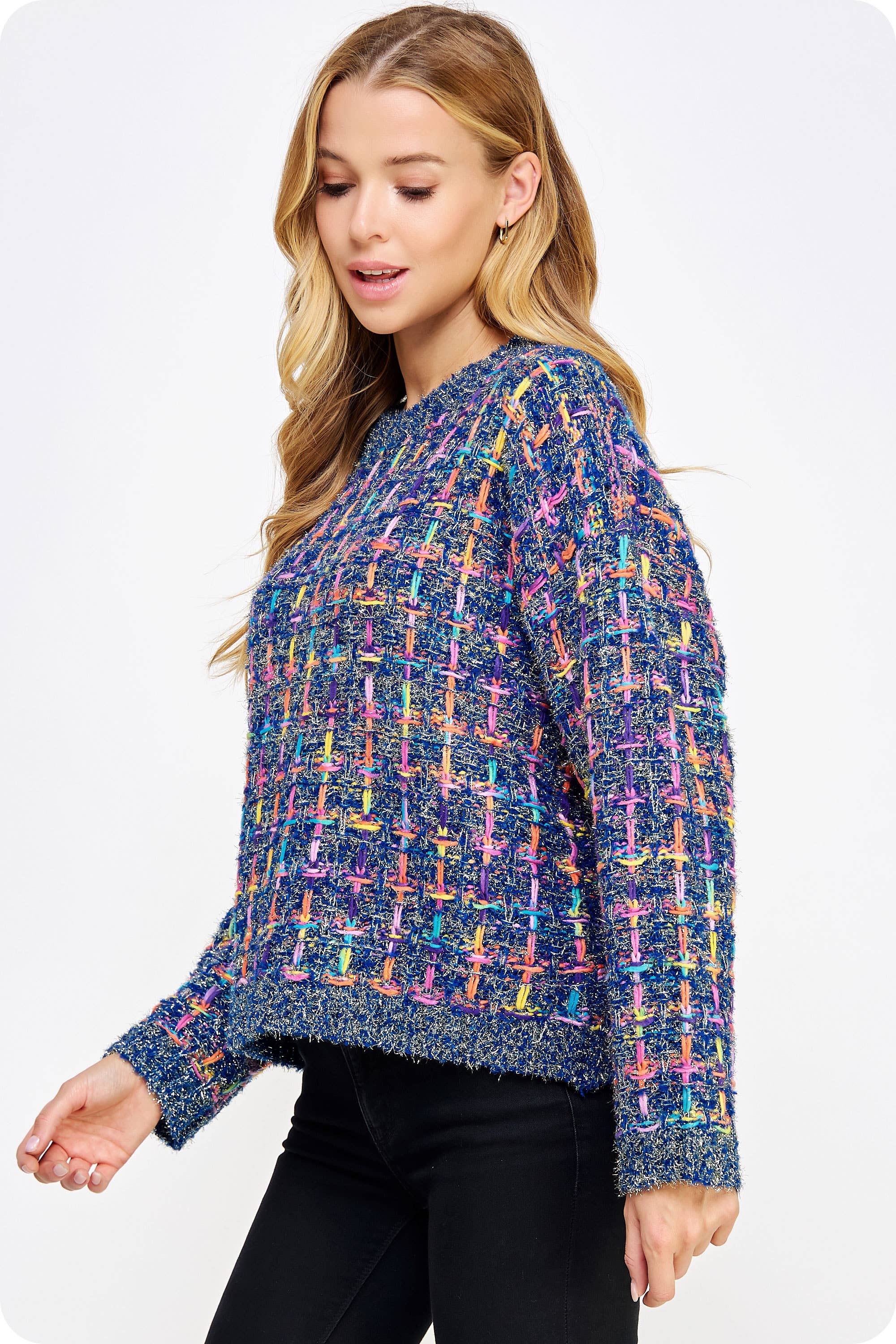 Strut & Bolt – Engroshandel Tunika - Dame – Gråand Multi Tweed Pullover Strik Sweater1