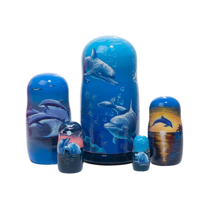 Scenic Dolphin Pod Russische Nesting Puppe 5pc./6“ für den Großhandel von Golden Cockerel