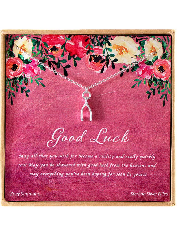 Good Luck' Boxed Charm Necklace - SF for wholesale by Zoey Simmons