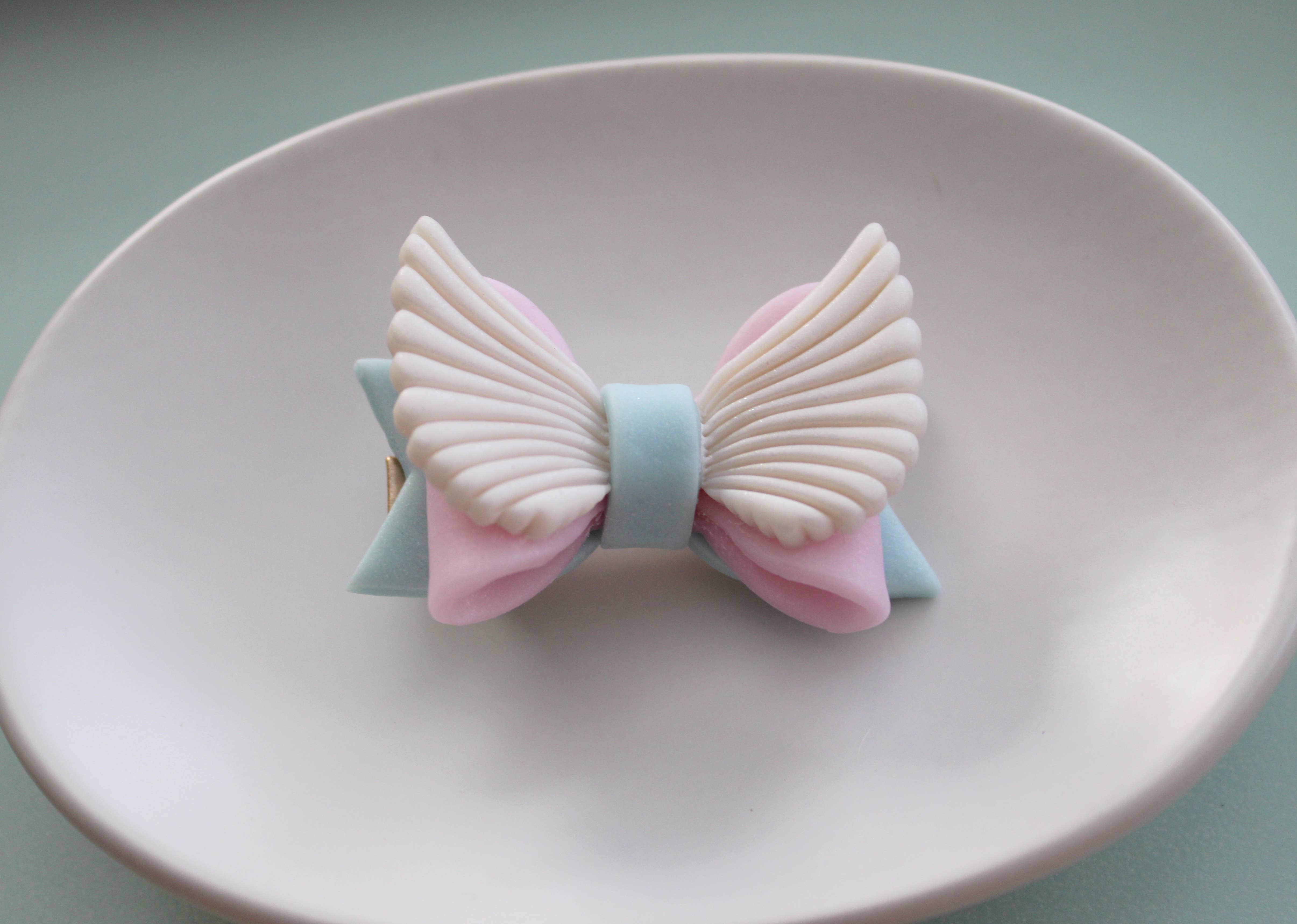 Sweets & Pearls – Großhandel Haarclip – Damen – Polymer Clay Pastell Engel Schleifen Haarspange10