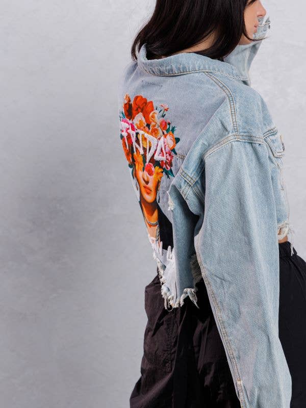 Trio Urban - Wholesale Denim Jacket - Women's - Frida Muse Crop Denim Jacket4