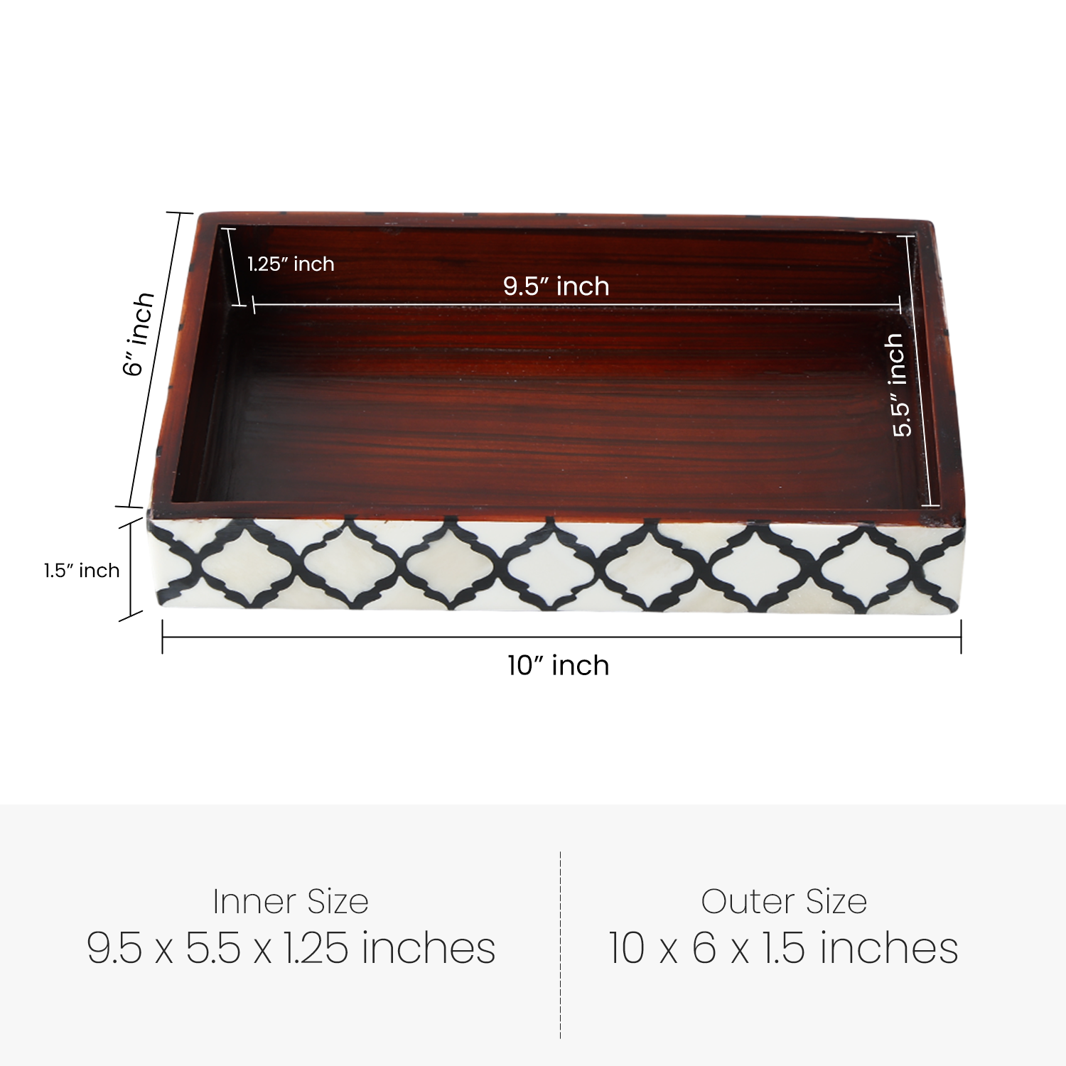 Black White Vanity Trays Moroccan Pattern Bone & Resin Inlay Collection for wholesale on Faire3