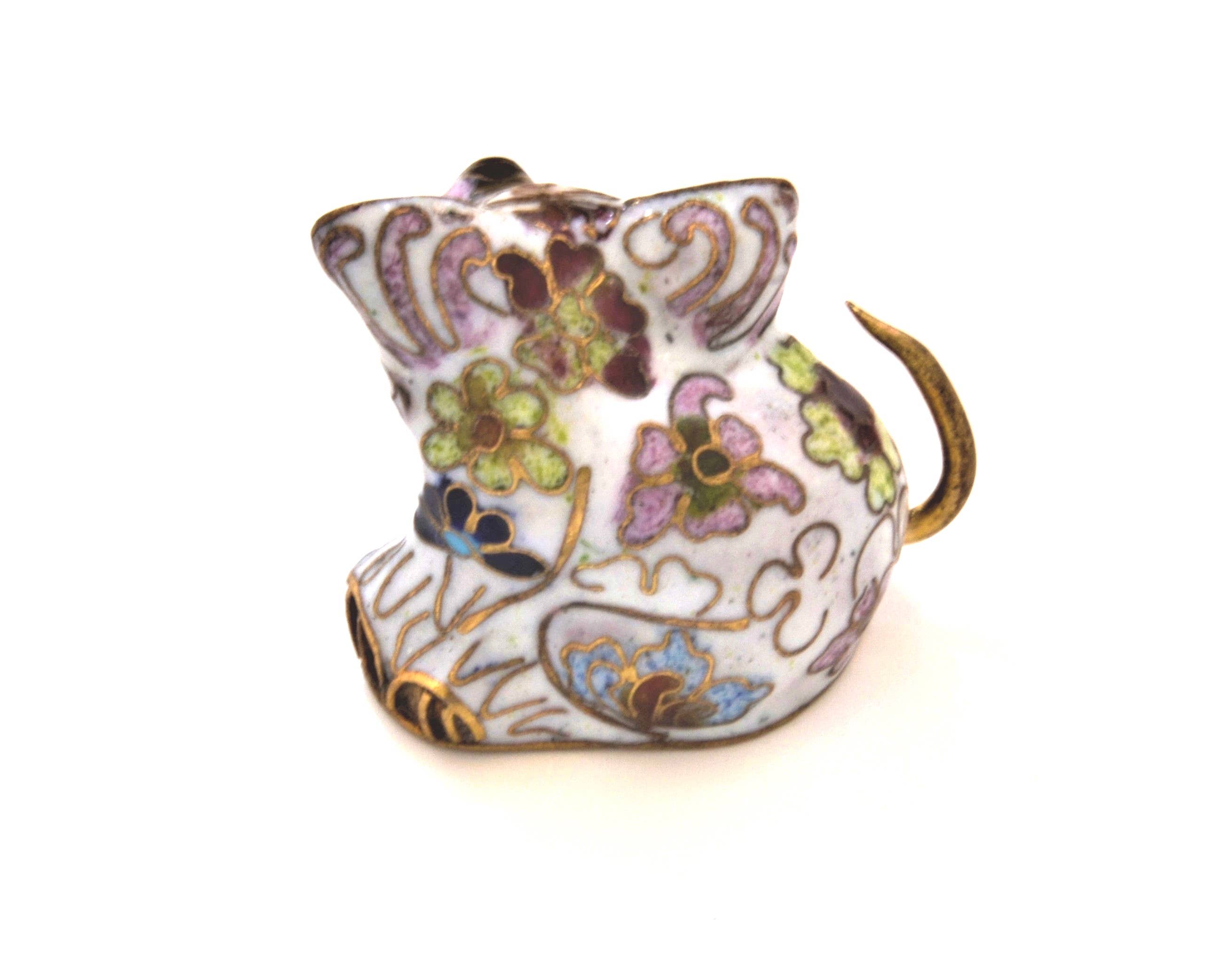 Ciel Collectables - Wholesale Decorative Figurine - Vintage Cloisonne Pig Figurine. Handmade with Floral Design6