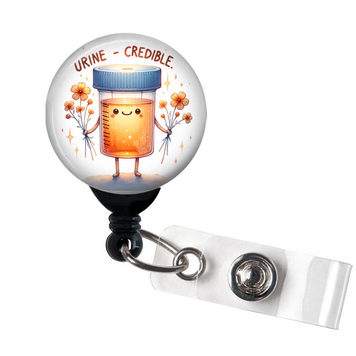 Urine Credible, Funny Medical Badge Reel, Badge Holder for wholesale by Good Girl Gone Badge