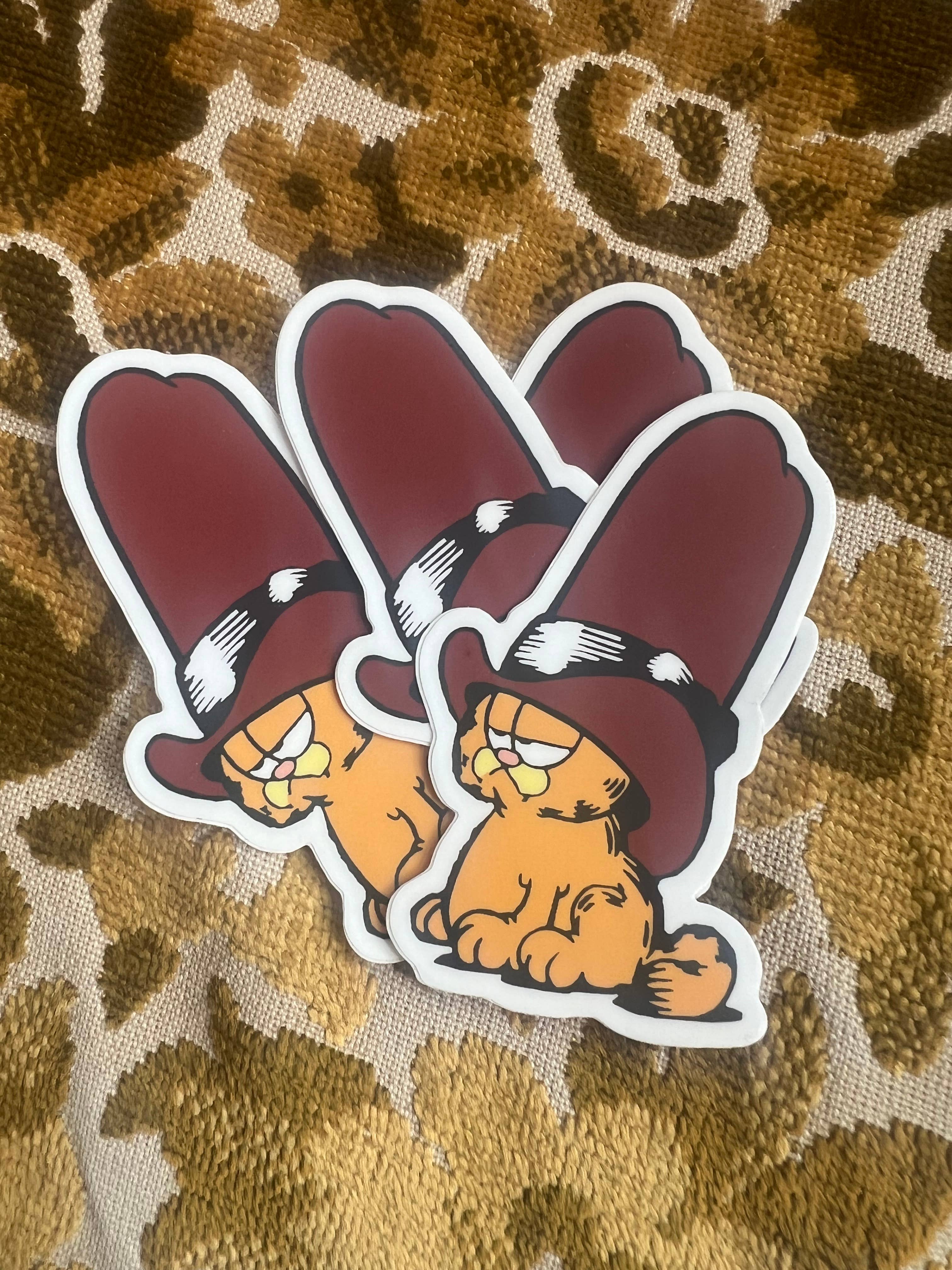 The Weeping Roses - Vente Autocollant - Autocollant en vinyle Chat orange avec chapeau de cow-boy de 10 gallons4