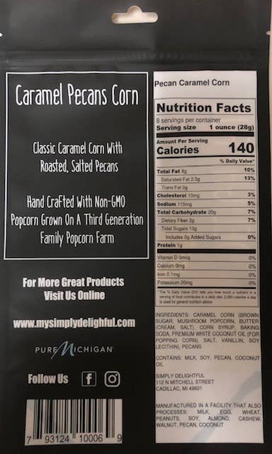 Simply Delightful - Wholesale Popcorn - Caramel Pecan Corn 8 oz1