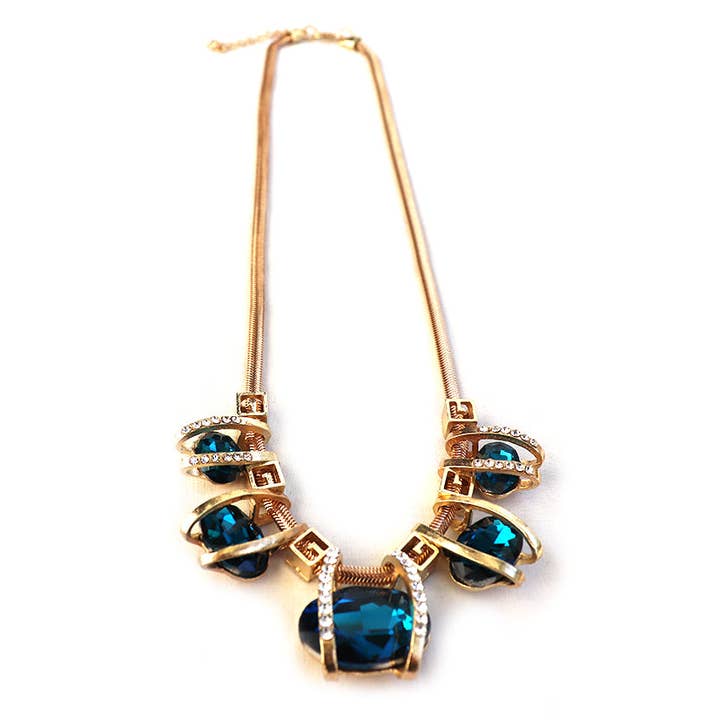 Colar de declaração de gemas de água-marinha por atacado de Novadab