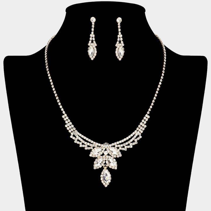 Halsketting met puntige strass geplaveide halsketting met markies voor wholesale door Sensibling Corp.