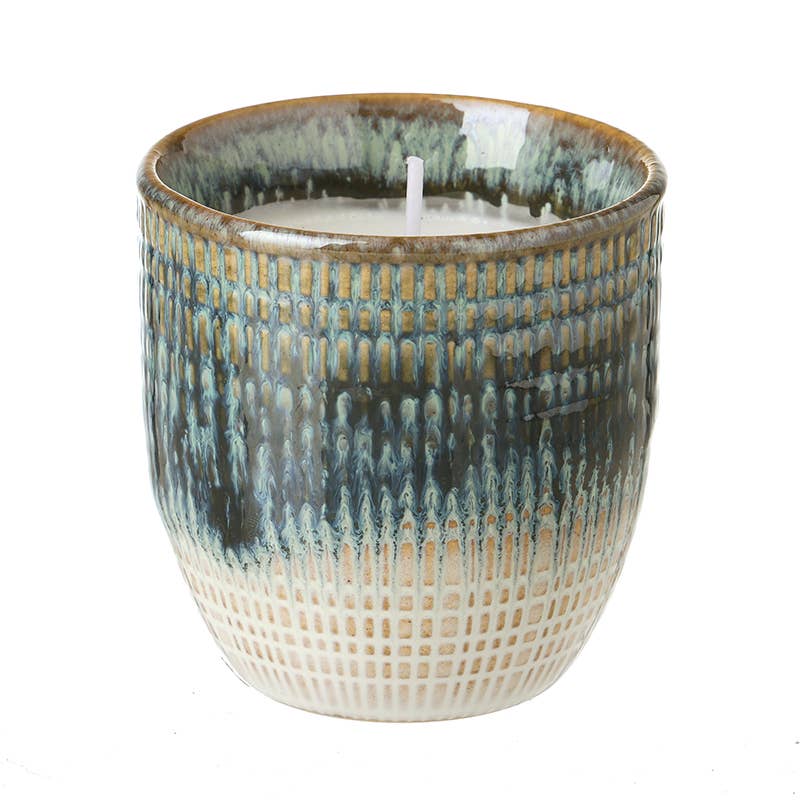 Heaven Sends – wholesale Jar/filled candle – MOTTLED BLUE CERAMIC POT CANDLE0