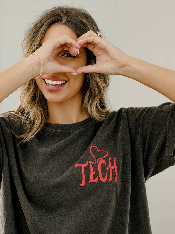 Texas Tech Lyric Puff Ink Pepper Comfort Colors Tee for wholesale by LivyLu