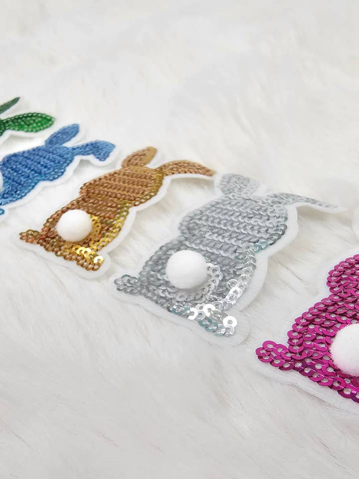 Sequin Easter Bunny Iron On Patch for wholesale by Scratch Decor