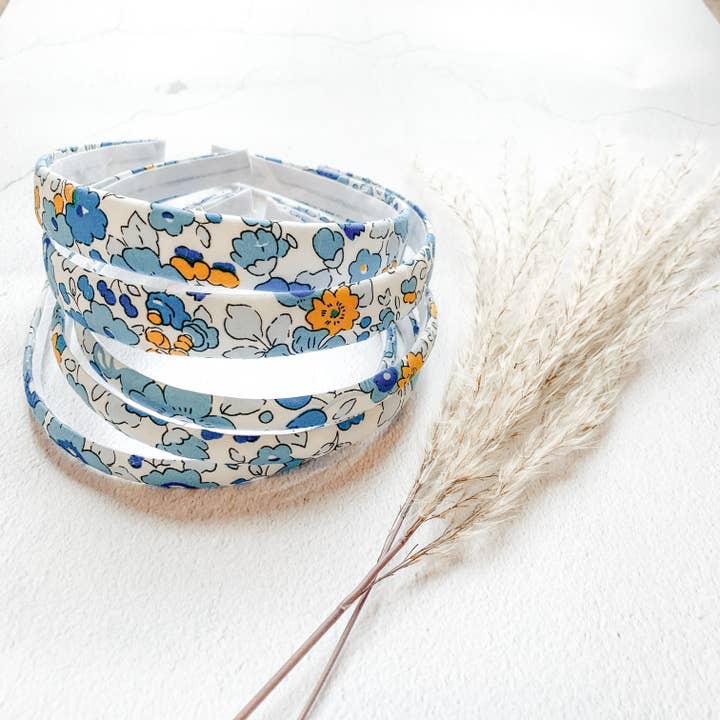 Betsy Light Blue and mustard Style, Alice Band for wholesale by Mermaid and the squid