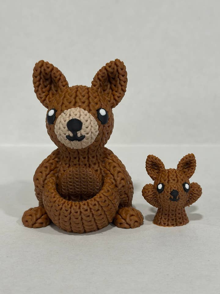 Känguru med Joey-figur 3D-printad stickad textur för wholesale av Upstate Design Decor