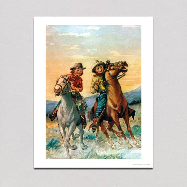 Cowboy and Cowgirl - Children Print for wholesale by Laughing Elephant