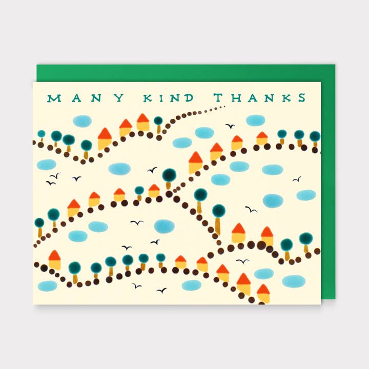 Village Thanks Greeting Card for wholesale by Xenia Taler