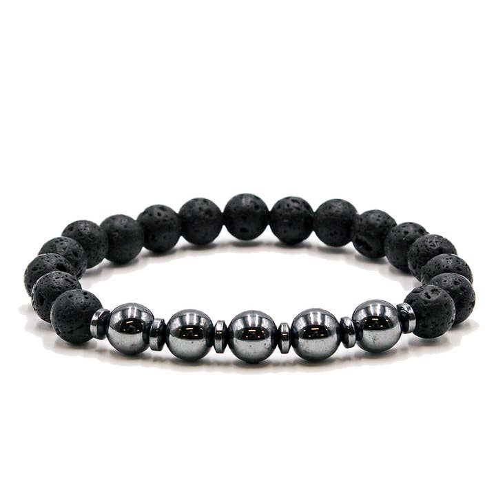 Hematite Essential Oil Lava Stone Diffuser Bracelet for wholesale by Matrix Aromatherapy