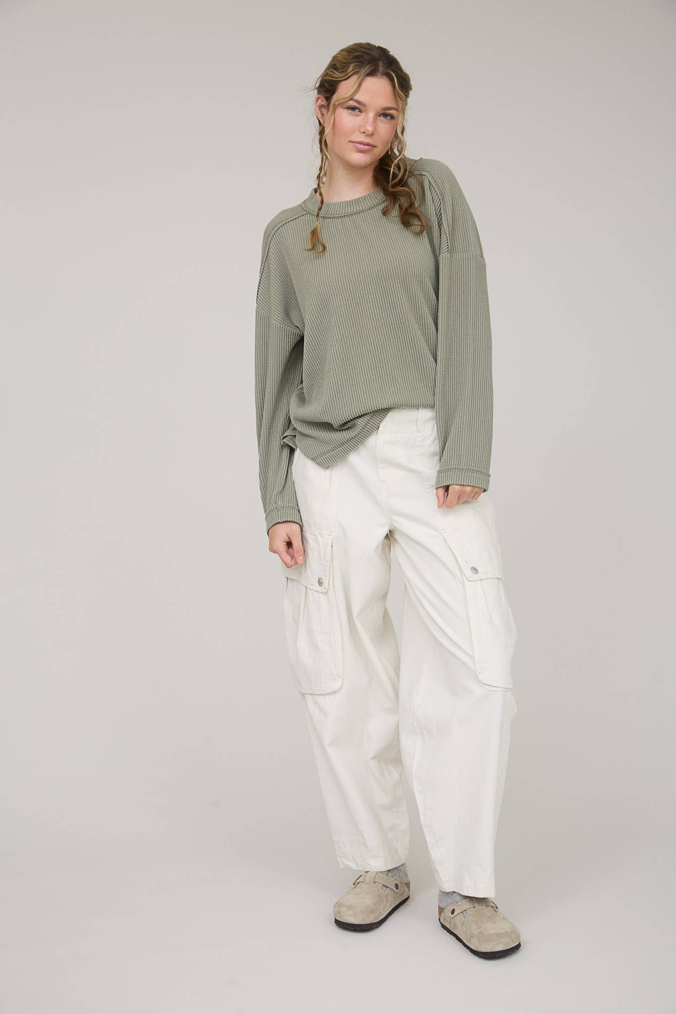 J.O.A - Wholesale Knit Top - Women's - CREW NECK RIBBED LONG SLEEVE KNIT TOP30