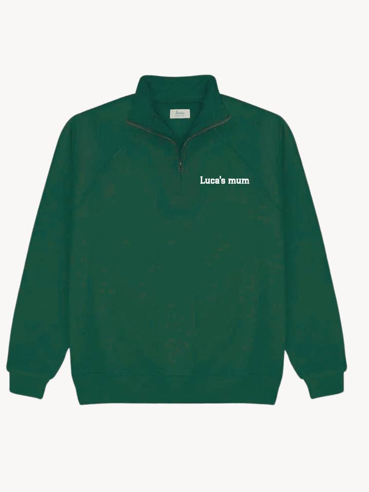 DARK GREEN ZIPPER SWEATSHIRT | CUSTOMIZED for wholesale by Anitials