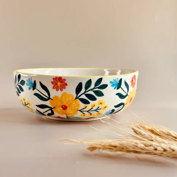 Floral Extravaganza Ceramic Bowl - Large for wholesale by Artisaga