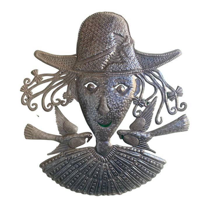 Grand-mère jardinière, art du métal haïtien, commerce équitable 23" pour la vente par Haiti Fair Trade~ It's Cactus