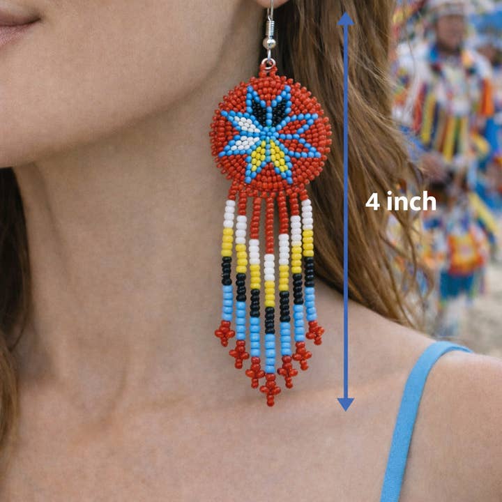 BEADS CORNER – wholesale Hängande örhängen – Handgjorda pärlstav röd 4 riktningar färg runda Frans krok örhängen2