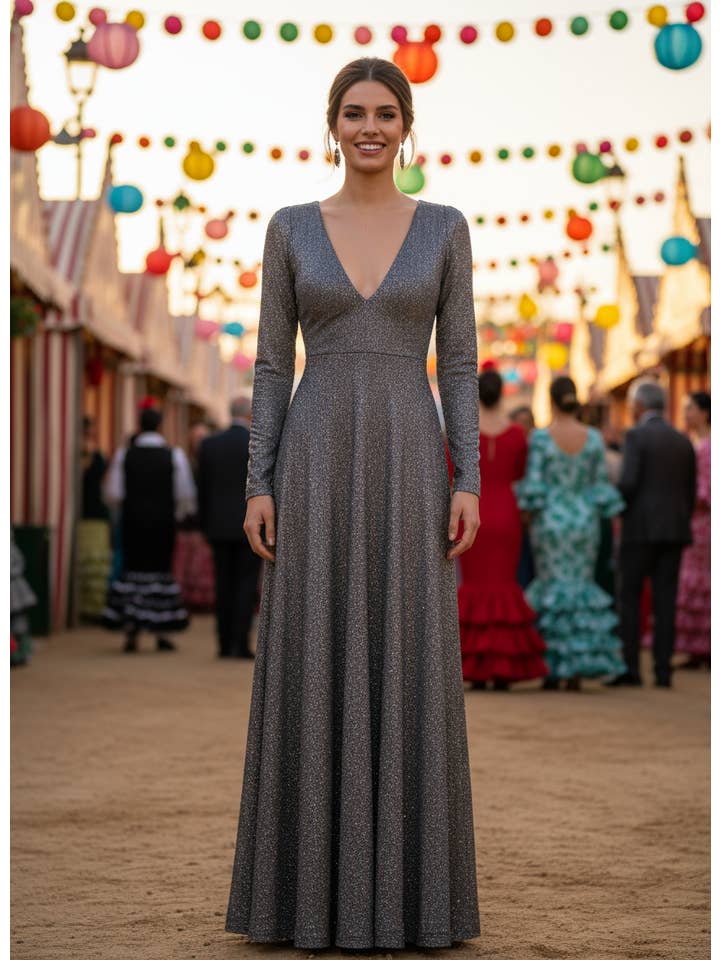 DARK GRAY LONG DRESS 8812 for wholesale on Faire