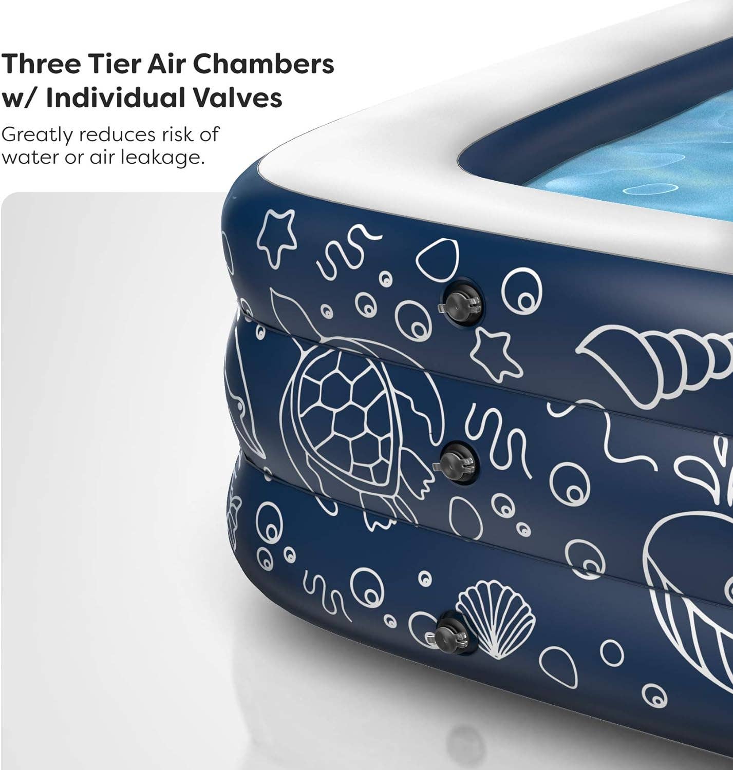 Infinite Basics - Vente Jeu gonflable - Piscine gonflable XL pour enfants, adultes et famille, bleu foncé (3,05 x 1,83 m, profondeur 56 cm)2