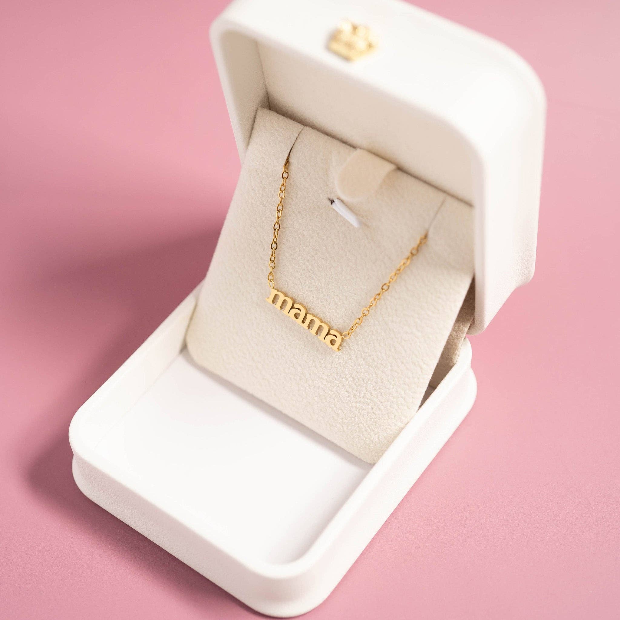 WJW – Großhandel Kette mit Anhänger/Charm – 18K Gold PVD Edelstahl Mama Charm Halskette4