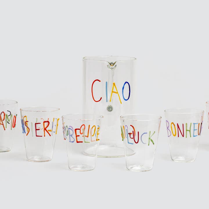 Wish 6 copos e jarro em vidro soprado por atacado de Vito Nesta Grand Tour