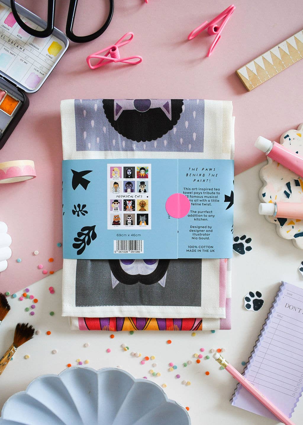 Niaski - Feline Fine Art (USA DUTIES PAID) – wholesale Tea towel – Meowsical Cats Tea Towel 5