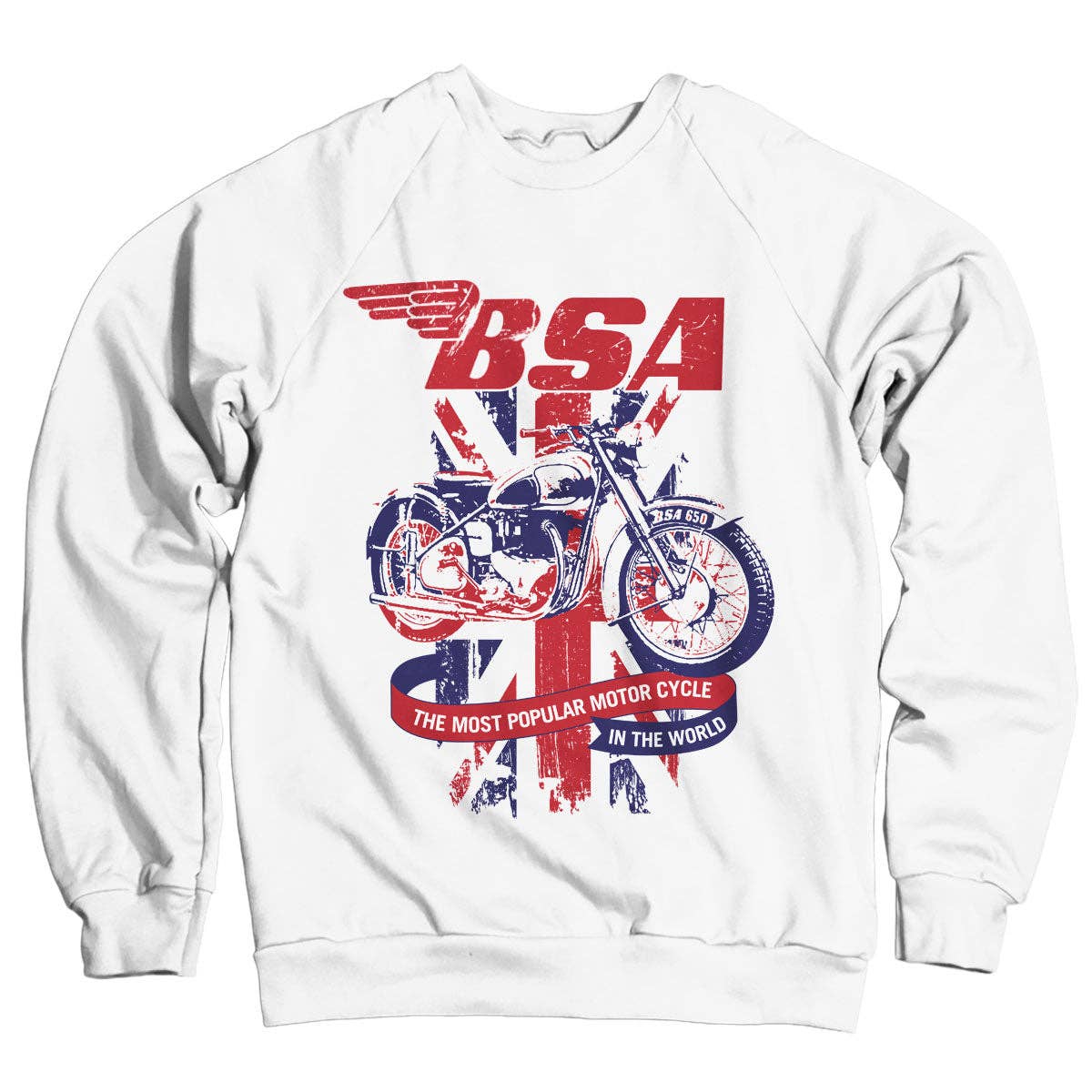 White B.S.A. Union Jack Sweatshirt for wholesale on Faire0