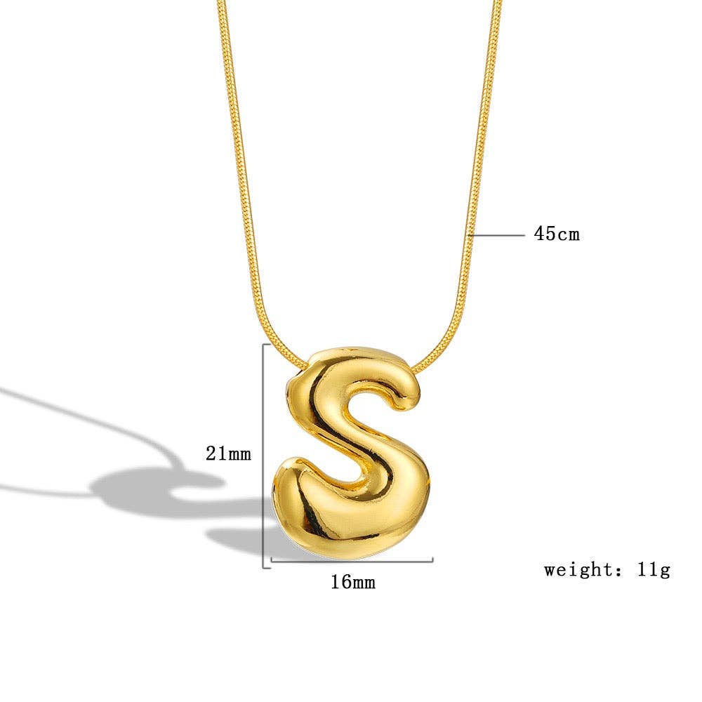 The Classy Cloth WS - Vente Colliers à pendentif - Collier avec initiale en forme de lettre à bulles - Gold RTS16