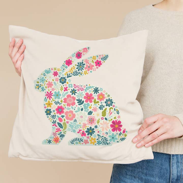 Go Charlotte - Wholesale Throw Pillow Cover - Flower Bunny Pillow Cover