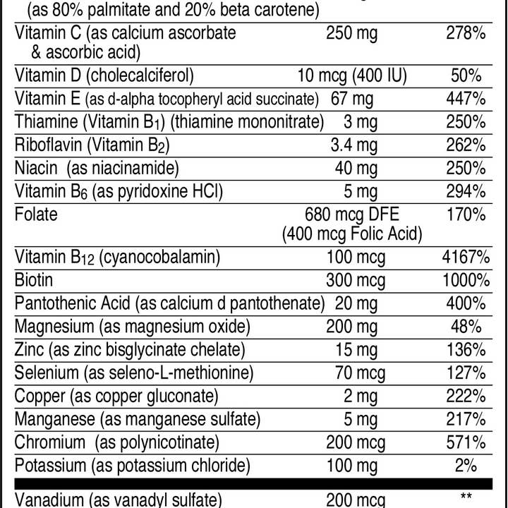 Health Thru Nutrition - Wholesale Oral Supplement/Vitamin - Ultra-Betic Diabetic Multivitamin/Mineral with ALA 60ct