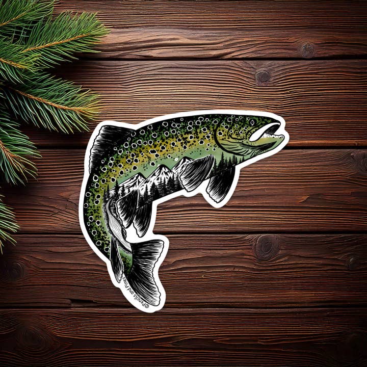 Rainbow Trout Sticker for wholesale by Pencils and Pines