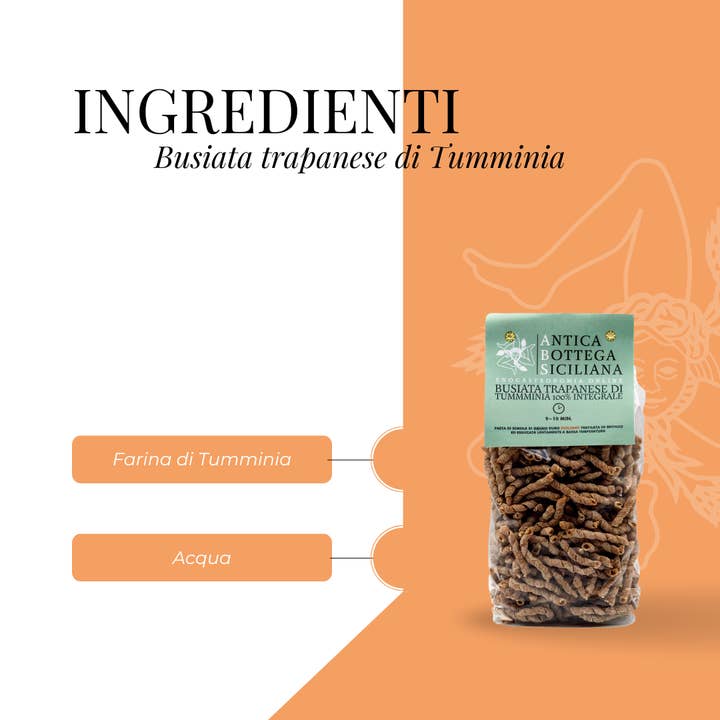 Antica Bottega Siciliana - Wholesale Pasta - Tumminia pasta - Busiata Trapanese 100% whole wheat 500g2