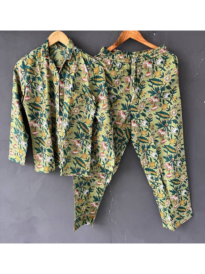 Bhawana Handicrafts - Wholesale Sleepwear Set - Women's - New Design Block Printed Cotton Night Suit Pants Shirt Sets4