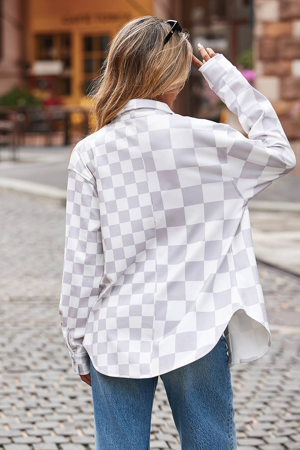 Little Daisy Closet - Wholesale Shirt Jacket/Shacket - Women's -  LDC Checkerboard Flap Pocket Button Front Shacket1