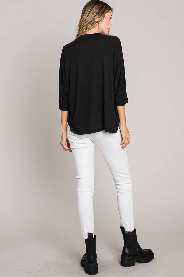 Cerule - Wholesale Knit Top - Women's - Elbow sleeve oversize cocoon knit top15