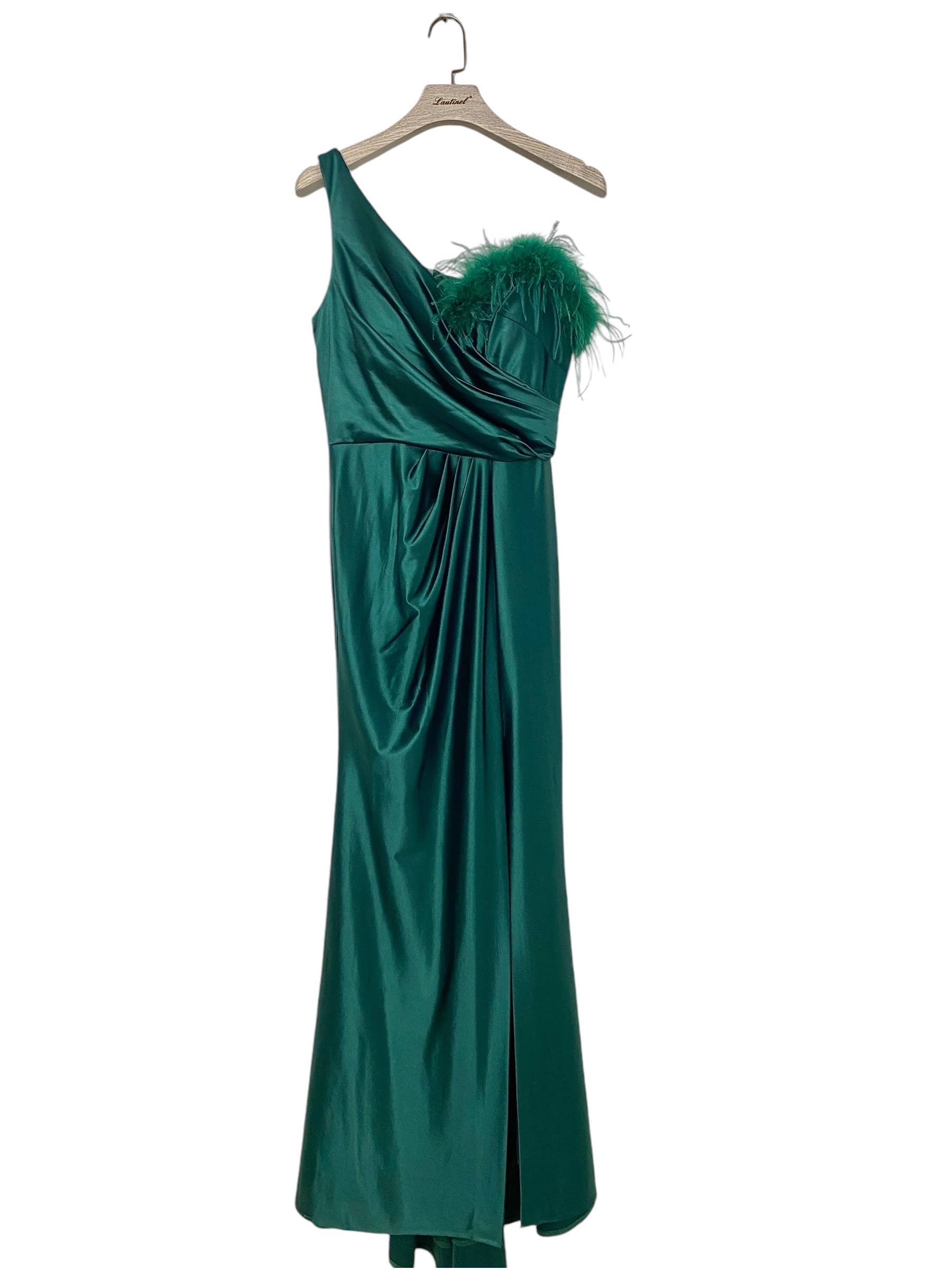 Lautinel - Vendita all'ingrosso Abito da sera - Donna - Vestito da sera asimmetrico con spacco e piume R188114