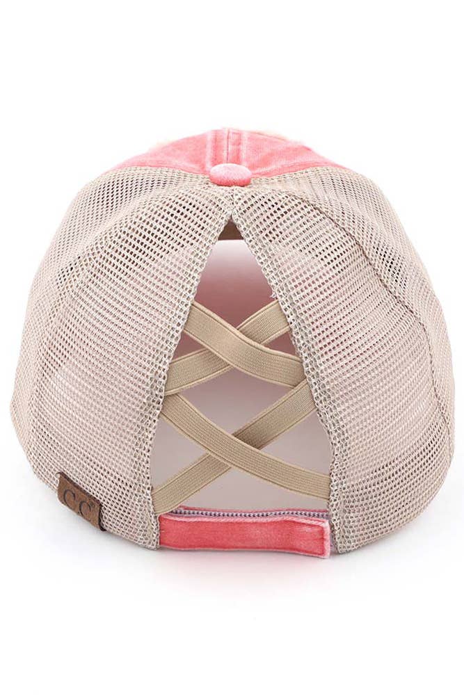 Hana - Wholesale Ponytail Cap - Women's - C.C Beach Please Patch Distressed Pony Baseball Cap1