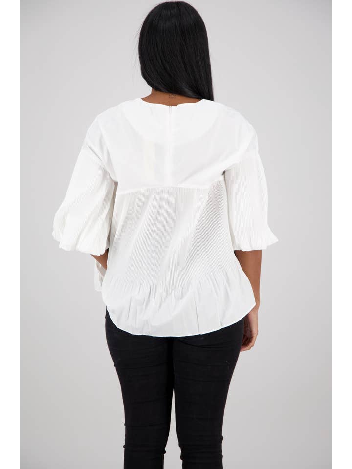 Advance Apparels - Wholesale Blouse - Women's - Back-Zip Accordion Top SW-597212