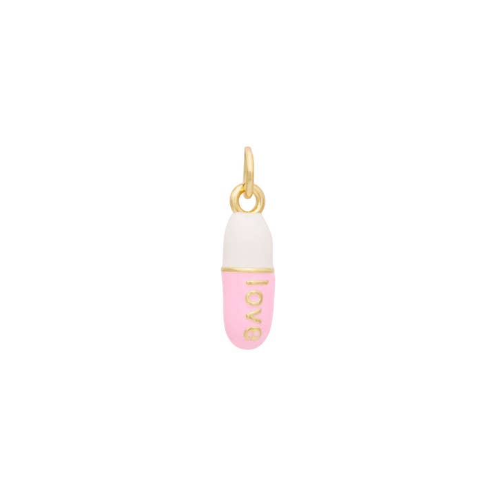 Enamel Love Pill Charm - Gold for wholesale by The Ends