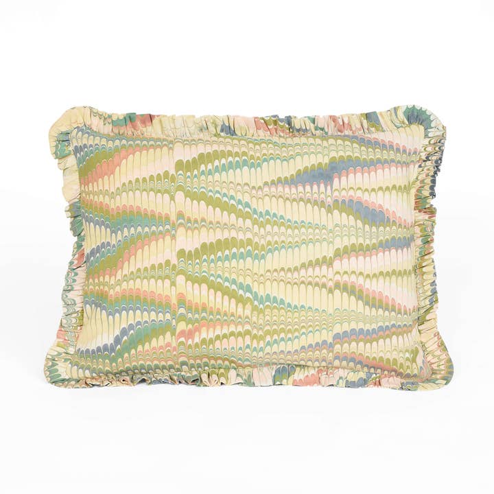 MARBLED RUFFLED CUSHION COVER - MOSS MOUNTAIN for wholesale by Craft Boat