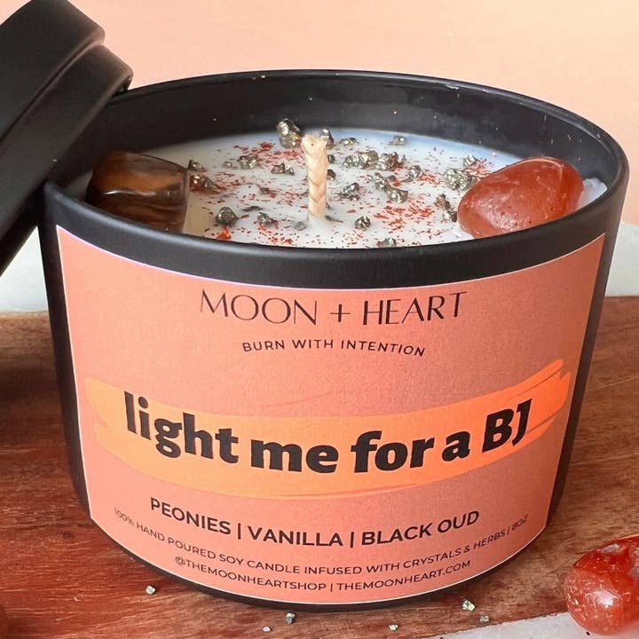 The Moon+Heart – Engroshandel Glaslys – Tænd mig til et BJ-lys | Seje stearinlys | Æstetiske stearinlys | Manifestationslys | Intentionslys